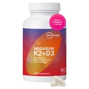 Microbiome Laboratuvarları MegaQuin D3 + K2 - Yüksek Potency Vitamin D3 K2 Supplement - Bioaktif & Bio kullanılabilir - D3 5000 iu & MK-7 - destek Bone, Heart, Nerve & Immune Health (60 Capsules)