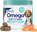 Omega Skin ve Coat Chews for Dogs, Wild Salmon Dog Biotin & Vitamin E ile Tedavi Ediyor, Itchy Skin, Antivirüs Relief & Shedding, Omega 3 6 9, EPA & DHA Fatty Asits, ABD'de Tamamlandı, 120 Chews