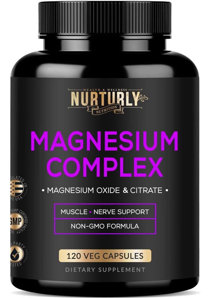 Magnezyum Citrate & Hoffman 500 mg Kompleksi - Yüksek Absorpsiyon Maksimum Güç - Kemik Yoğunluğu ve Güç, Kaslar, Enerji ve Uykuya Yardımcı Olabilir - 120 Vegan Capsules
