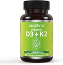 Zentastic Vitamin D3 K2, 5000IU & 200mcg, D & Patentli MK7 & MK4 3in-1 Kompleksi Desteği için - Vejetaryen, Non-GMO, 90 Caps
