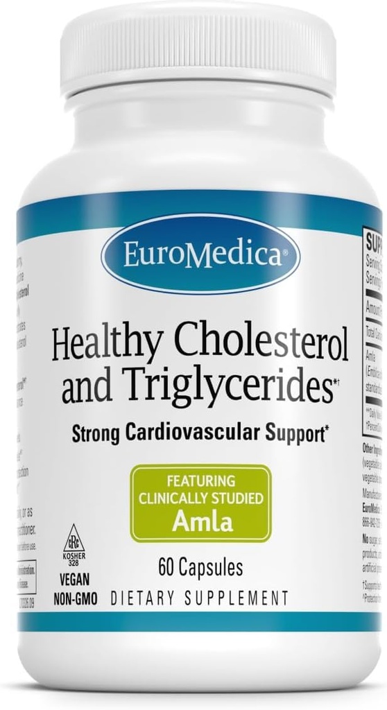 Euromedica Sağlıklı Kolesterol ve Triglycerides - 60 Capsules - Klinik olarak Studied Amla - Sağlıklı HDL & Triglyceride Seviyeleri Destek - Non-GMO, Vegan, Kosher - 30 Hizmet