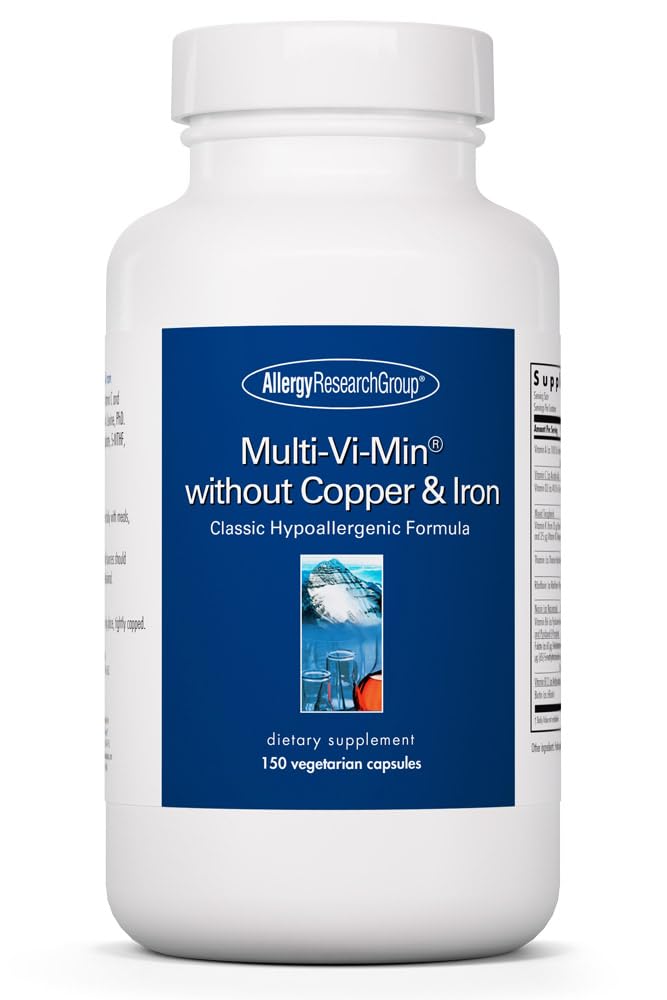 Alerji Araştırma Grubu Multi-Vi-Min Without Copper & Iron - Multivitamin for Men & Women, Mineral Kompleksi, Active Nutrients, Iodine - 150 Kontra