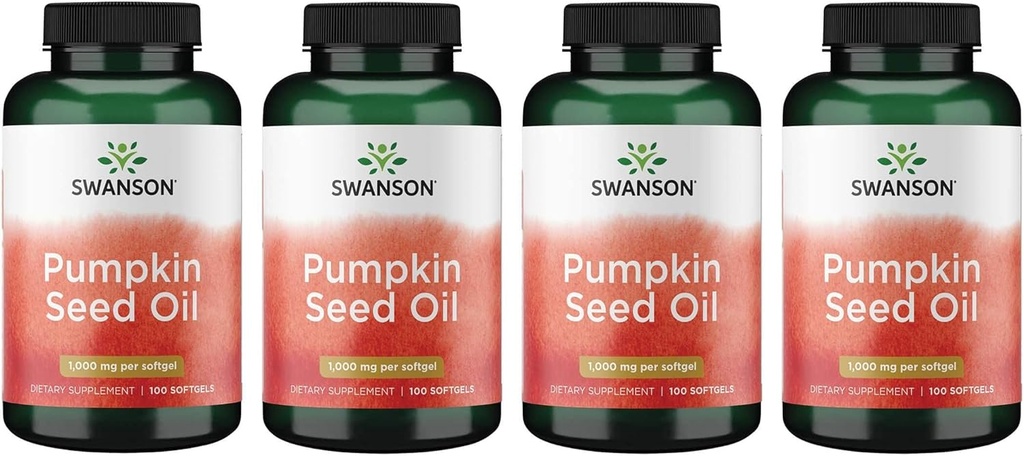 Swanson Pumpkin Seed Oil - High Bioavailable EFAs - (100 Softgel Capsules, 1000mg Each) 4 Pack