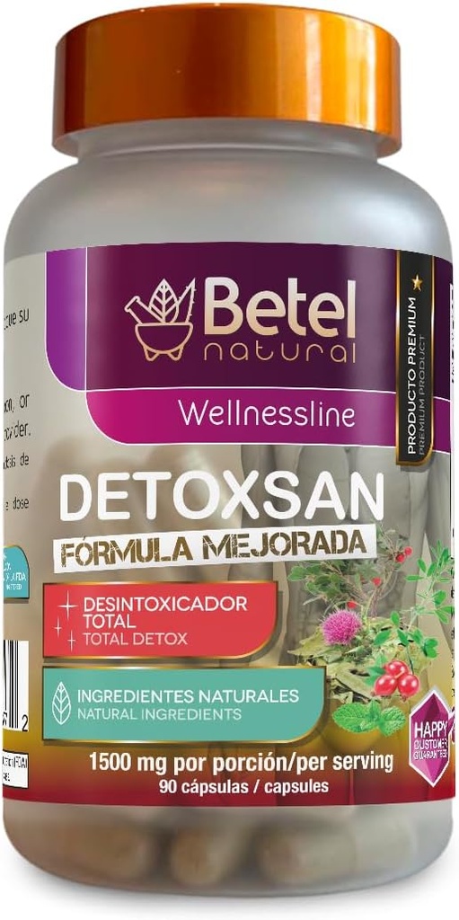 Betel Natural Detoxsan Capsules Total Detox Cleanse Health Liver ve Kolon - hizmet başına 1500 mg
