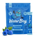 Waterboy Weekend Recovery | 3,200 mg Electrolyte Toz Paketleri | Ginger + L-Theanine + Vitaminler | No Sugar, All Natural, Gluten Free | 24 Irma Mixes (Mavi Raspberry)