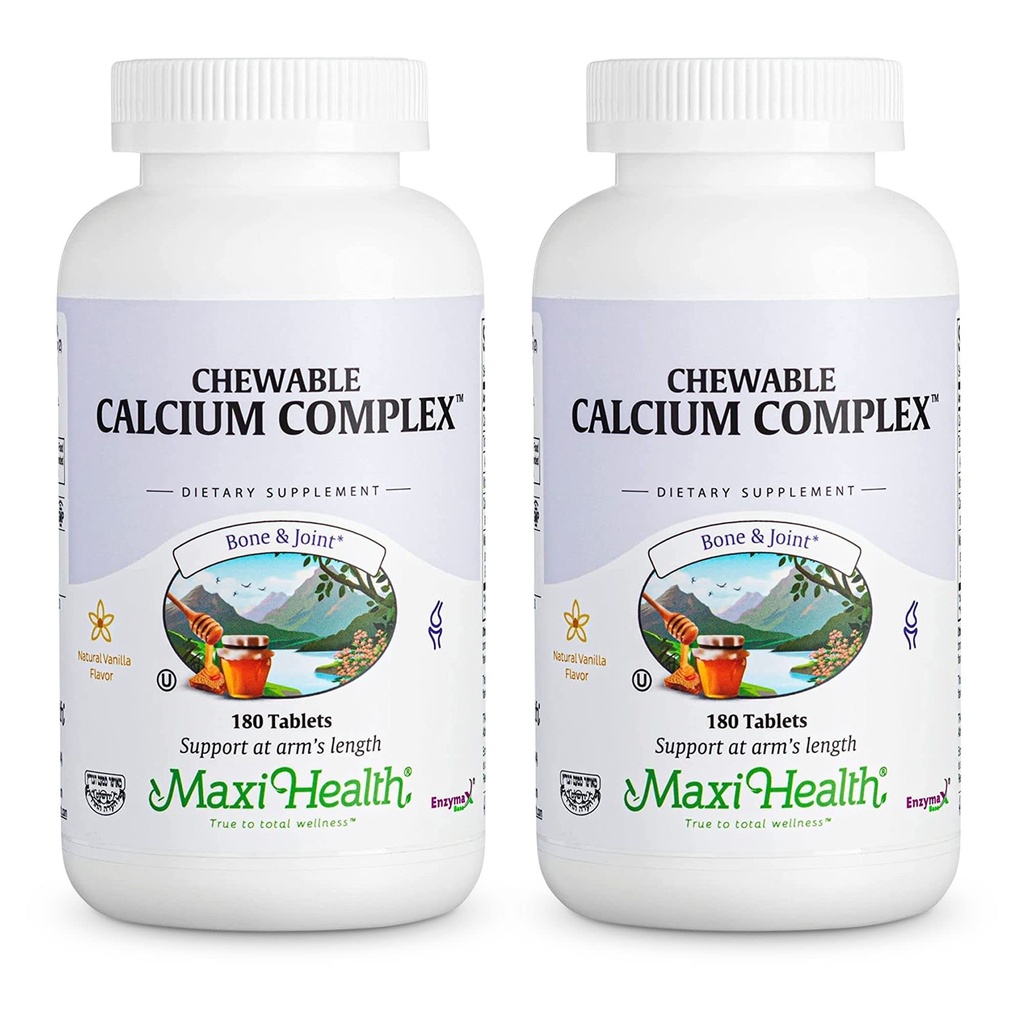 Maxi Health Chewabledis Kompleksi - Vanilla Flavor Vitamin D3 ve Magnezyum Kemikleri Desteklenmesine Yardımcı Olmak - Kosher Magnezyum ve Gıda Supplement for Women and Men (180, Count of 2)