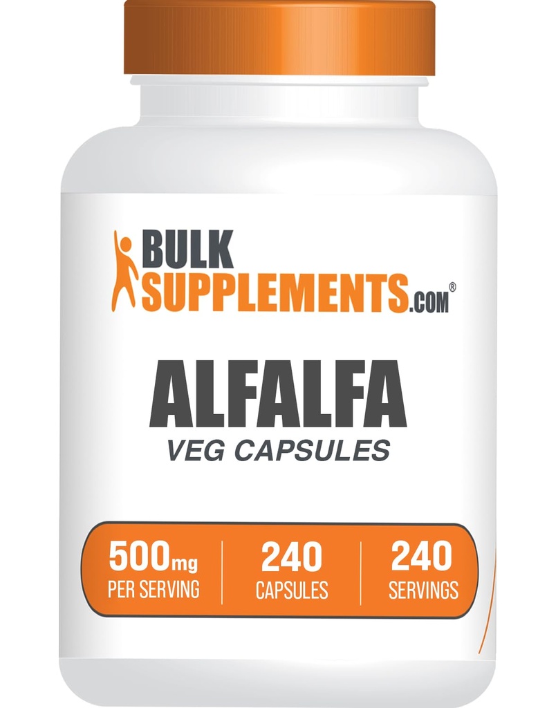 BulkSupplements.com Alfalfa Extract Capsules - Alfalfa Supplement, Green Superfood Supplement, Alfalfa Capsules - Gluten Free, 1 Capsule per Service, 240 Veg Capsules (Pack of 1)