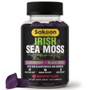 İrlandalı Sea Moss Gummies with Elderberry & Black Seed Oil - Genel Wellness Desteği | Vitaminlerde Zengin, Raspberry Flavor | 60 Gummies