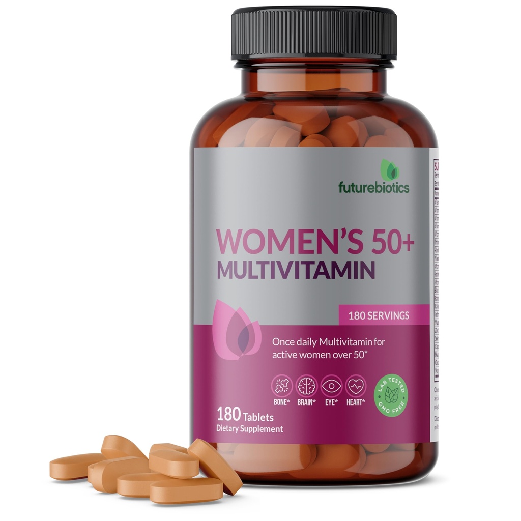 Futurebiyotiks Women's 50+ Multivitamin Once Daily Multivitamin for Active Women Over 50, Non-GMO, 180 Tabletler