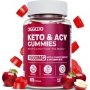 Keto ACV Gummies Gelişmiş Kilo Kaybı, Kadınlar ve Erkekler için Keto Gummy Supplement, 1500MG Apple Cider Vinegar & Vitamin B12, Vegan & Non-GMO, Detox & Cleanse, Low-Carb, 60 Count