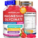 60 Day Supply Magnezyum Glycinate 400 mg Gummies with Ashwagandha, L-Theanine, CoQ10, Vitamin D3 & B6, Sugar Free Magnezyum Gummies for Yetişkinler & Kids, Stress Relief, Sleep & Calm, Vegan, Gluten Free