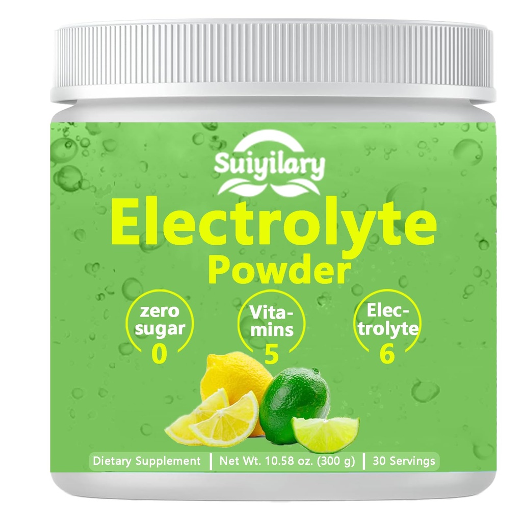 Elektrolytes Toz No Sugar, Electrolyte Drink Mix, 5 Vitamins & 6 Electrolytes, Keto Friendly, Piyal & Salt, Sugar Free Hydration Toz, Lemon Flavour 300g