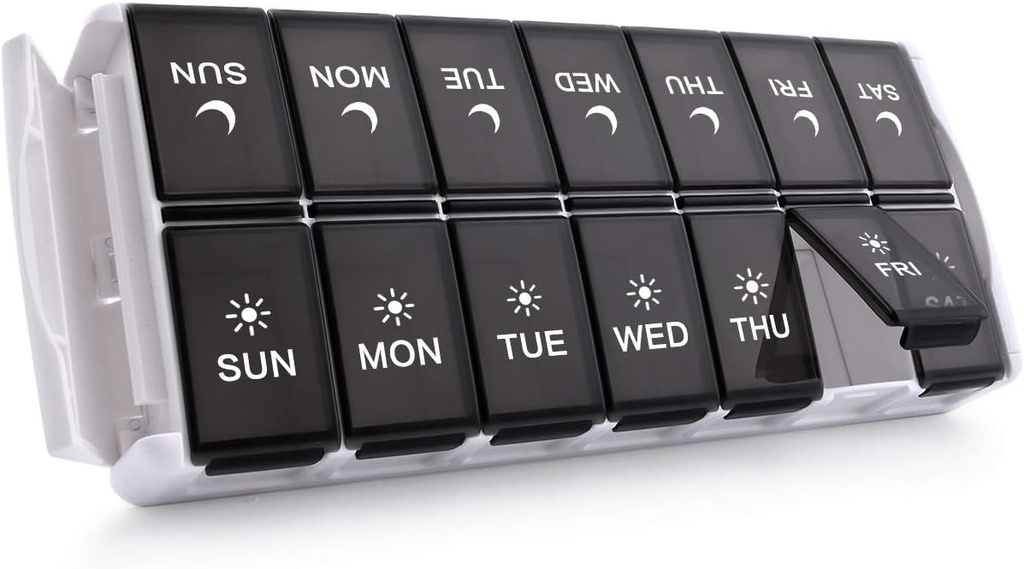 Took WeeklyMag Pill Organizer 2 Times a Day, Easy Fill Medicine Pill Organizer AM PM Pill Case, Büyük Kapasite 7 Day Pill Box for Pills/Vitamin/Fish Oil/Supplements (Patent Registered)