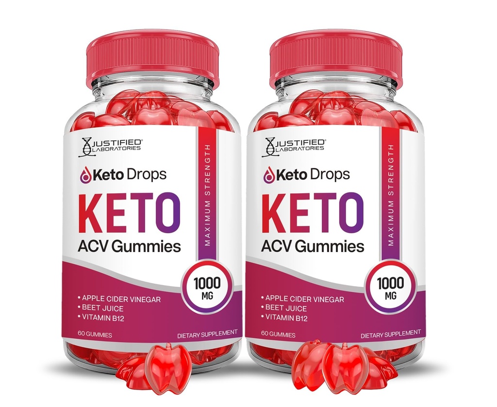 (2 Pack) Keto Drops Keto ACV Gummies Advanced Formula 1000MG Keto Drops Keto Gummies Apple Cider Vinegar Formulated with Pomegranate Beet Juice Powder B12 Vegan Non GMO 120 Gummys