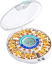 Daviky Otomatik Pill Perde ile Yaşlılık, 28 Günlük Elektronik Kilitli Pill Box, İlaçlar için Ses & Işık Hatırlatıcıları, Vitaminler ve Supplements (Orange)