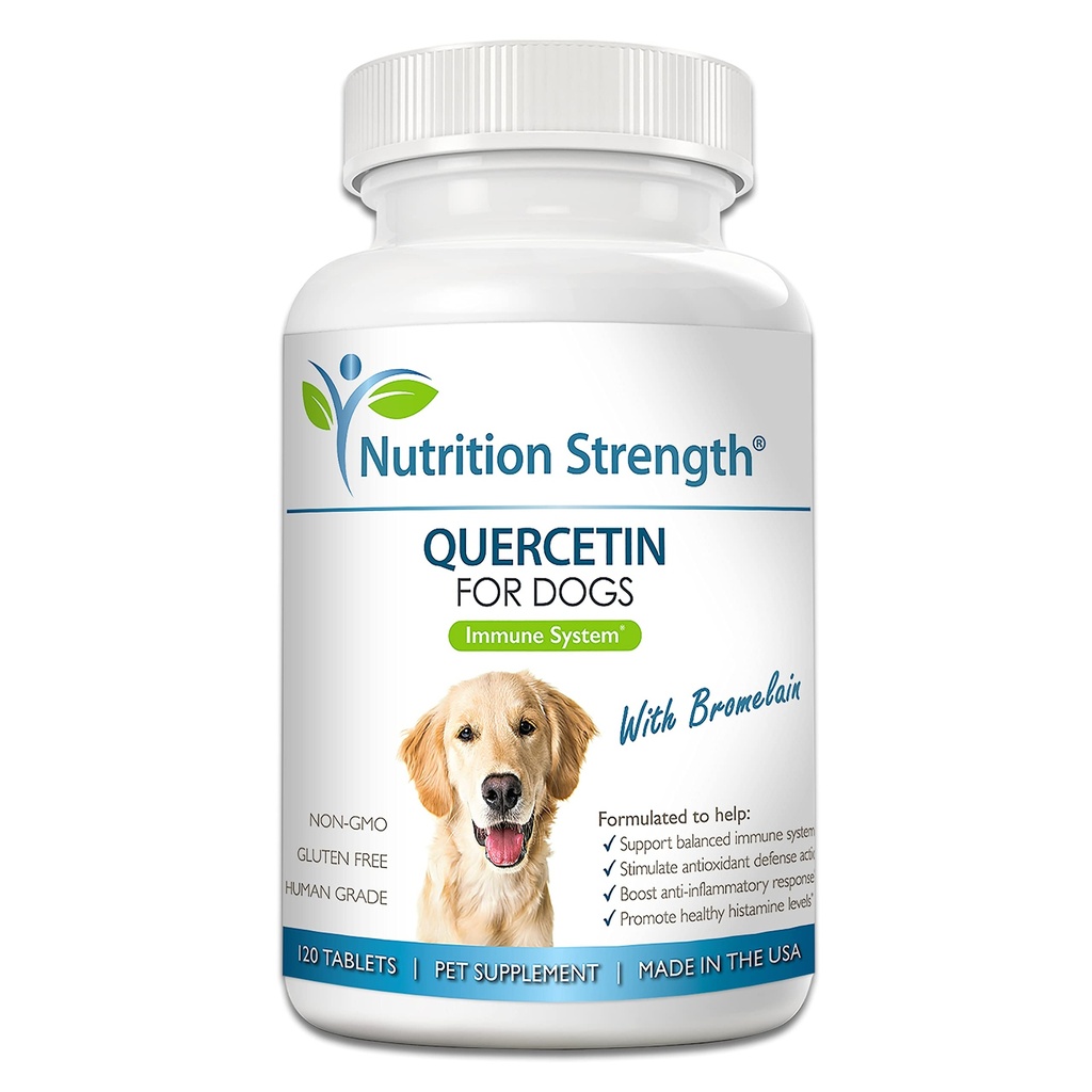 Bromelain ile Köpeklerin Dengeli Immune Sistemini Desteklemek, Inflammatory Relief & Antioksi Activity, Quercetin for Dog Allergies, 120 Chewable Tabletler için