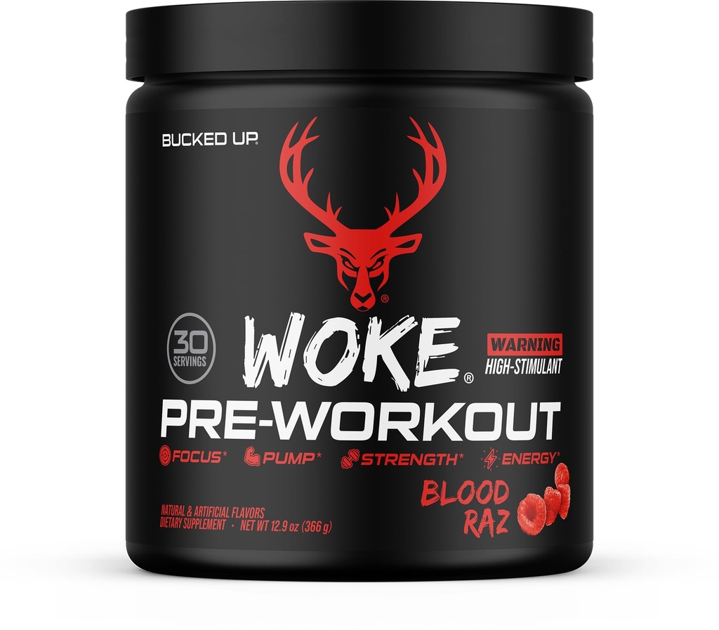 Bucked Up - Woke - YÜKSEK STIM Pre Workout - En İyi Tasting - Focus Nootropic, Pump, Strength and growth, 30 Hizmet (Kan Raz)