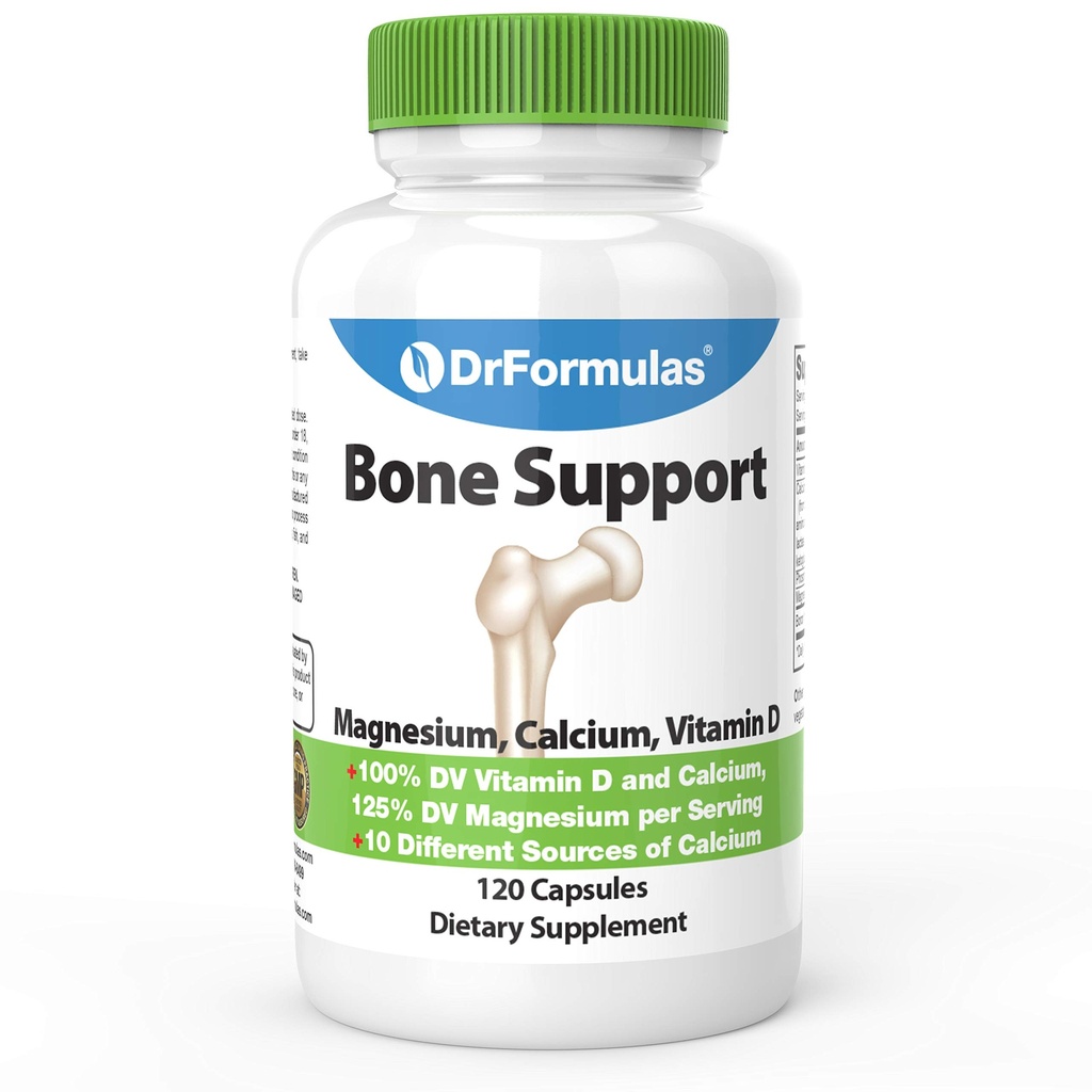 DrFormulas Bone Support 100% DV 1000 mguba Supplement Carbonate, Citrate, Gluconate, (t-glucarate) Chloride with Vitamin D, Magnezyum and Boron - 30 Day Supply