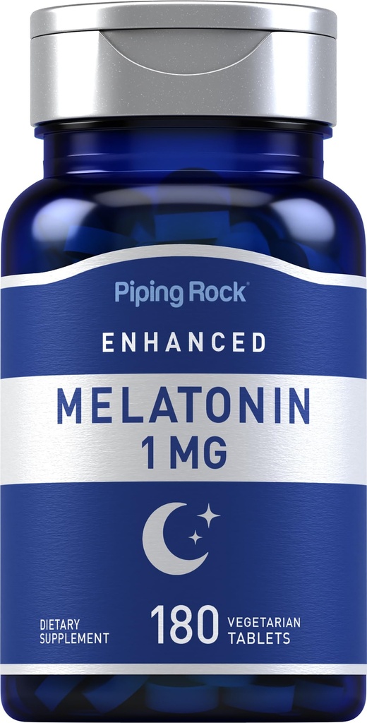 Piping Rock Melatonin 1 mg | 180 Tablet | Yetişkinler için Tamam | Vegetarian, Gluten Free, Non-GMO