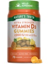 Doğanın Gerçek Vitamin D3 Gummies | 2000 IU | 70 Kont | Pineapple Flavor | Vegetarian, Non-GMO ve Gluten Free Supplement Supplement