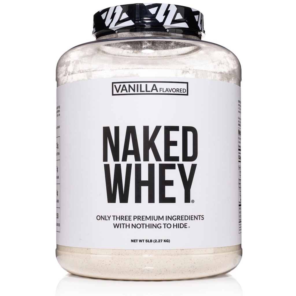 NAKED Vanilla Whey Protein Toz - All Natural Grass Fed Whey Protein Toz, Vanilla Flavor, Organik Coconut Şeker, 5Lb Bulk, GMO-Free, Soy Free, Gluten Free - 61 Hizmetler