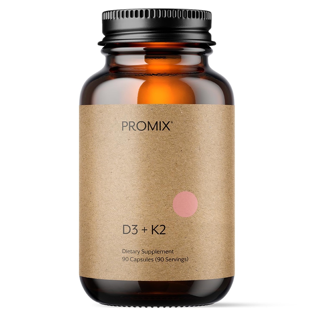 Promix Beslenme Vitamin D3 K2 5000iu takviyesi | MK4 & MK7 | Soy & Gluten Free - 90 sayı kapsülü