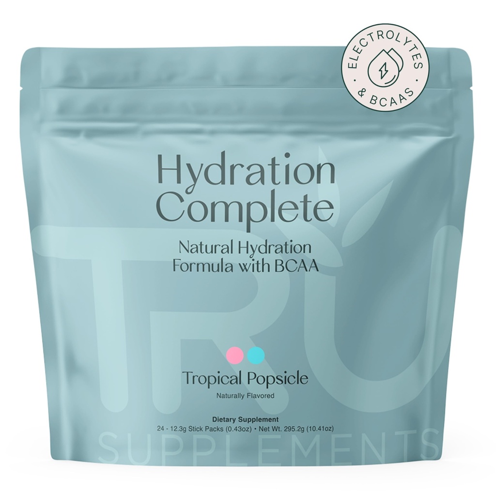 TRU Supplements Hydration Tamam BCAA, Plant Based Platinum Acids + Pink Himalaya Salt, Electrolytes & L-Carnitine, Vegan, Zero Calories, No Yapay Tatlıcılar, 24 Hizmet, Tropikal Popsicle Popsicle