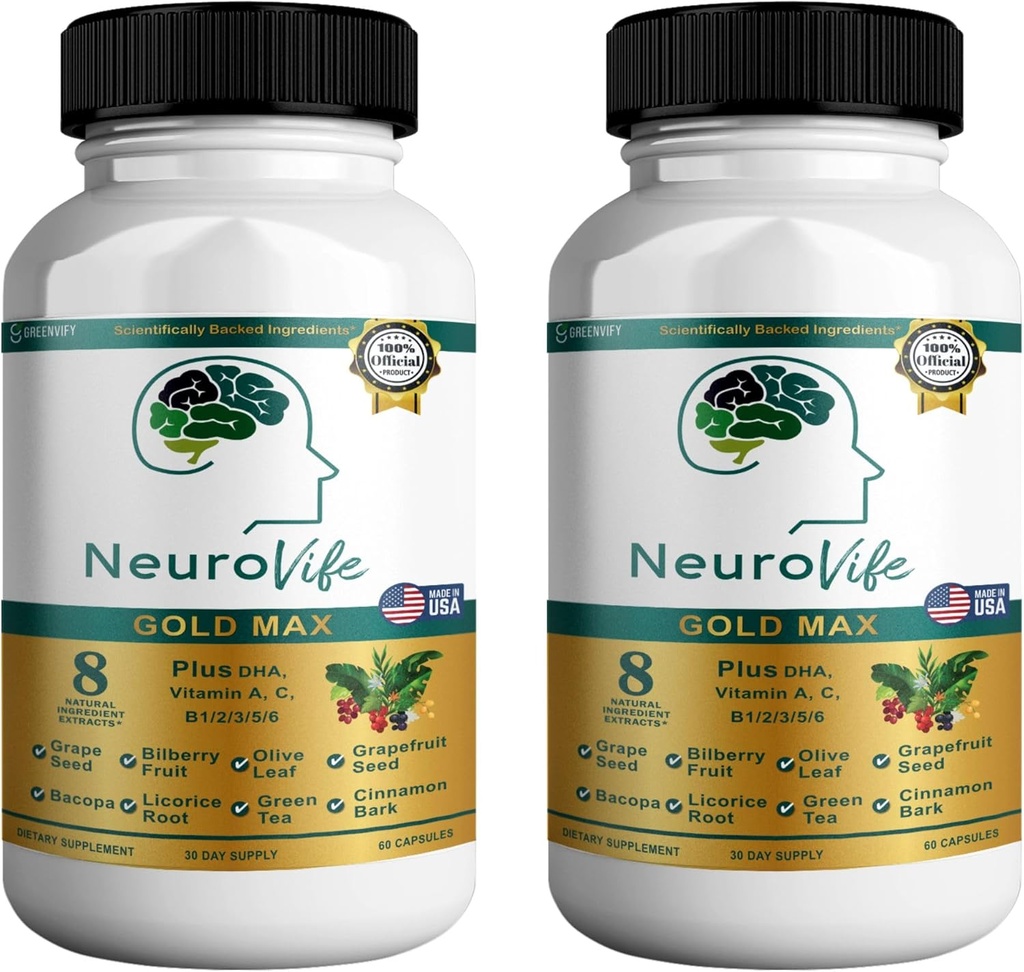 NöroVife Gold Max Brain Support Supplement | 8 Natural Extracts with DHA, Vitamins A, C, B Kompleksi | 60 Veggie Capsules | Made in USA (2)