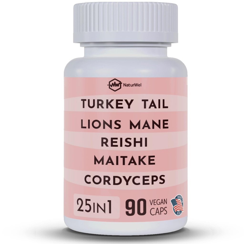 Türkiye Tail 3000 mg Lions Mane 3000 mg Reishi 1500 mg Mushroom Mix with Chaga Maitake Cordyceps Shiitake Field | Mushroom Mix | Focus Pills - 90 Count (90 Count Pack of 1)
