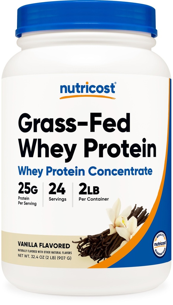 Nutricost Grass-Fed Whey Protein Yoğunluğu (Vanilla) 2LBS - Undenatured, Non-GMO, Gluten Free