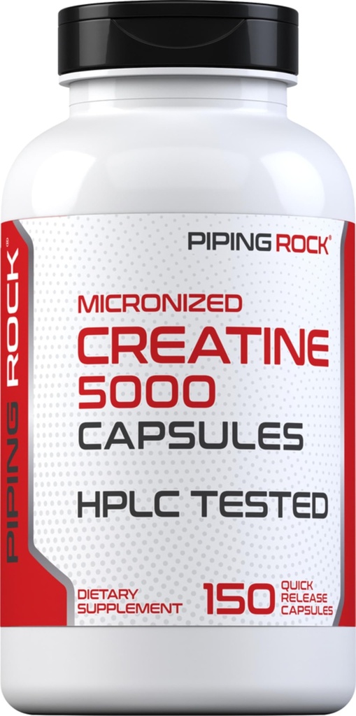 Piping Rock Tinatine Monohidrat Capsules | 5000 mg | 150 Pills | Erkekler ve Kadınlar için Mikronize Tamam | Gluten Free