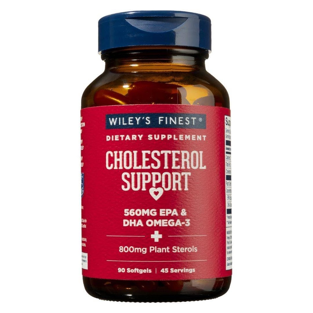 Wiley's Finest Wild Alaskan Fish Oil Cholesterol Support - Erkekler ve Kadınlar için Kalp Sağlığı Supplement - 560 mg Omega-3s - 90 Softgels (45 Hizmet)