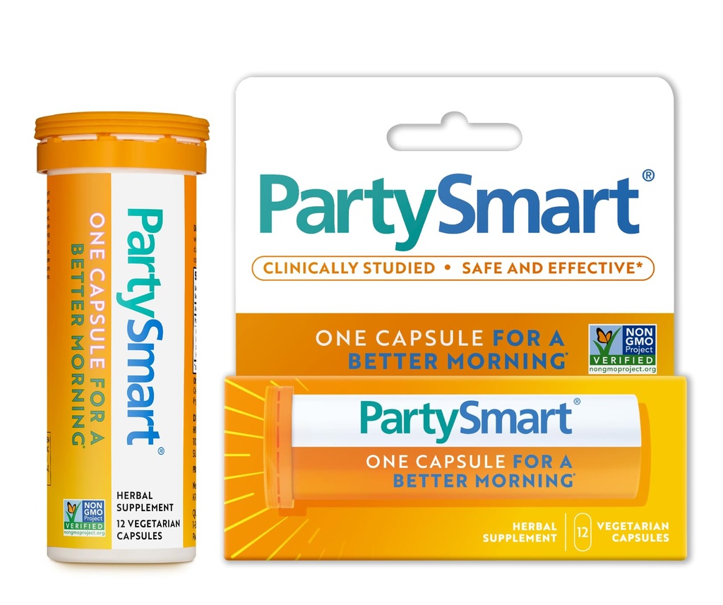 Himalaya PartisiSmart, 12 Capsule Tube - Alkol Breakdown İçmeden Daha İyi Bir Sabah İçin Canlı Destek - Bitki bazlı, Vegan, Non-GMO, Gluten Free, Klinik olarak Studied