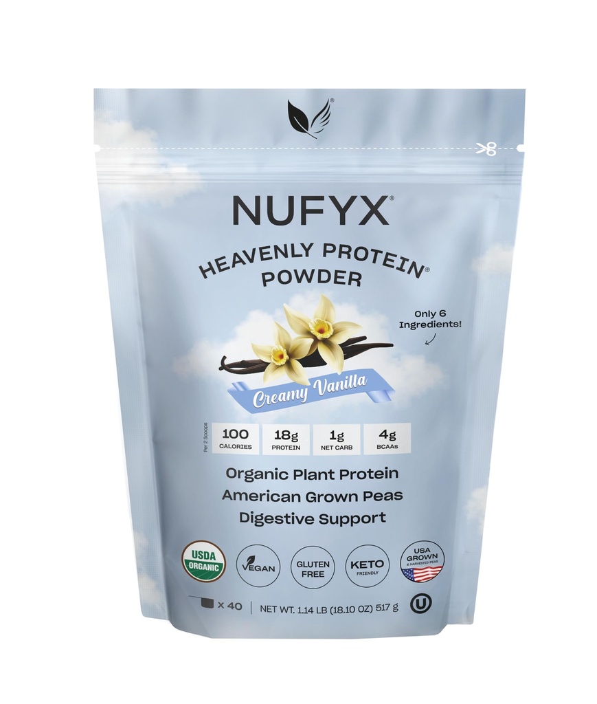 NUFYX® • Göksel Protein® Toz • Dünyanın En Güzel Yüzde 100 Organik Amerikan Büyülü Peas • Vegan • Gluten Free • Low Carb (Creamy Vanilla, 40 Scoops)