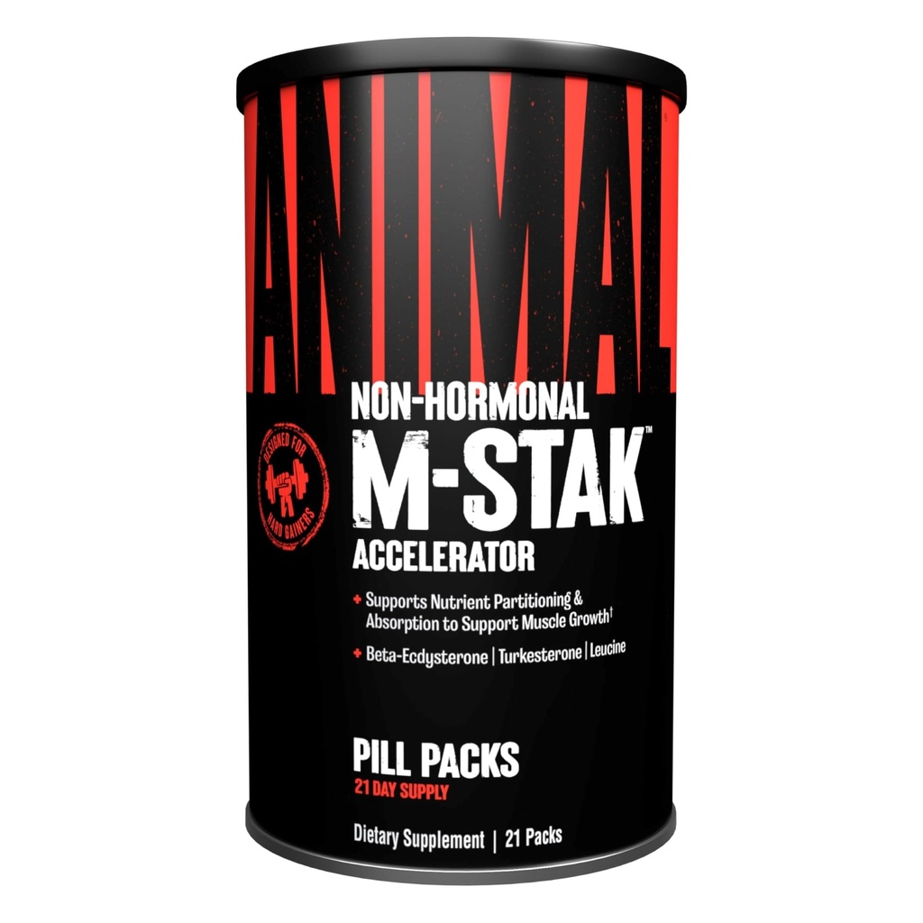 Animal M-Stak - Muscle Builder ve Dövme Mass Winer Supplement for Body Building - Lean Muscle Growth, Amino Kompleksi ve Pre Workout Energy, 21 Packs
