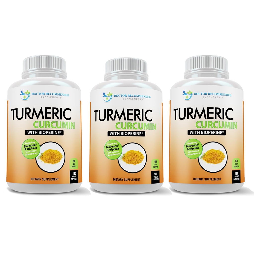 Turmeric Curcumin Supplement - 2250 mg /d - Veggie Caps - Black Pepper Extract (Bioperine) - 750 mg Capsules - 100% Organik - En Güçlü Turmeric (Pazar 3)