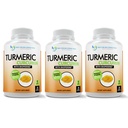Turmeric Curcumin Supplement - 2250 mg /d - Veggie Caps - Black Pepper Extract (Bioperine) - 750 mg Capsules - 100% Organik - En Güçlü Turmeric (Pazar 3)