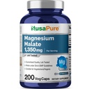 NusaPure Magnezyum Malate 1350 mg 200 Veggie Capsules (Vegan, Non-GMO, Vegan)