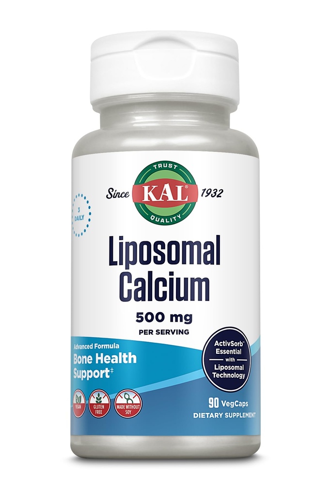 KAL Liposomaluba 500 mg, Yüksek Absordis Supplement, Essential Food Support, Vegan, Gluten Free, No Soy, 30 Hizmet, 90 VegCaps