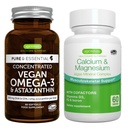 Vegan Omega-3 + Kalsiyum & Magnezyum Kompleksi Vegan Sche, Sürdürülebilir EPA & DHA Algae Petrol 1340 mg + 2:1 Bitki bazlı Algae Mineral Kompleksi, Igennus