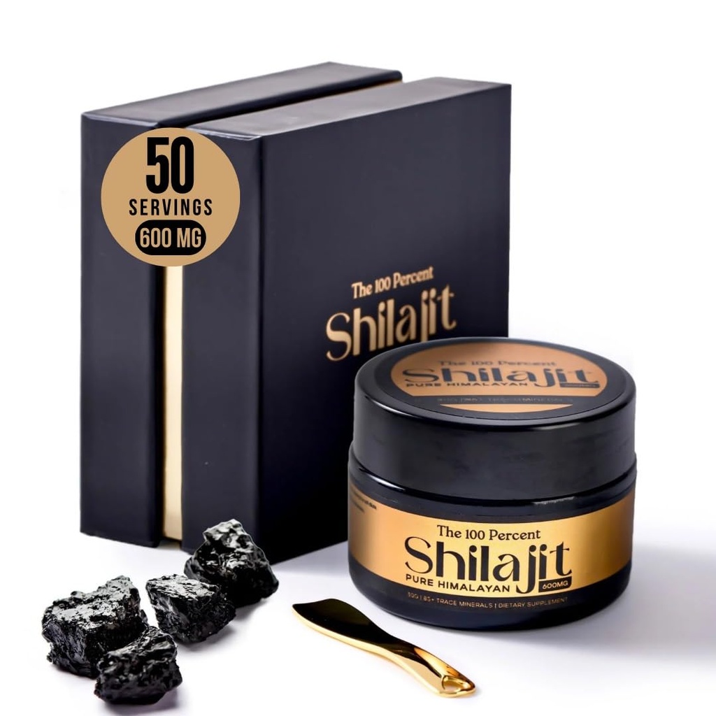 Pure Himalaya Shilajit for Men & Women 600 mg, 50 Hizmet - Altın Sınıf, Lab Test Dahil, En yüksek Altitude Minerals'tan alıntılanan 85+ Trace Minerals ile