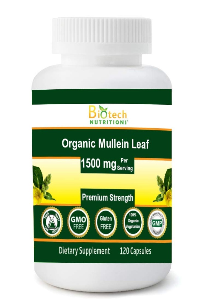 Organik Mullein Leaf 1500 mg ABD'de yapılan 120 Sebze Capsules hizmet ediyor