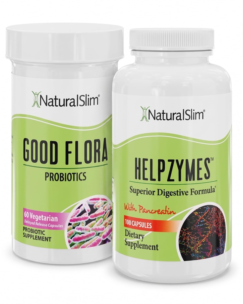 NaturalSlim Digestive Health Sche – Good Flora & Helpzymes - Potent Probiyotikler ve Daha İyi Digestion & Abxia of Food Nutrients | Formulated by Frank Suarez