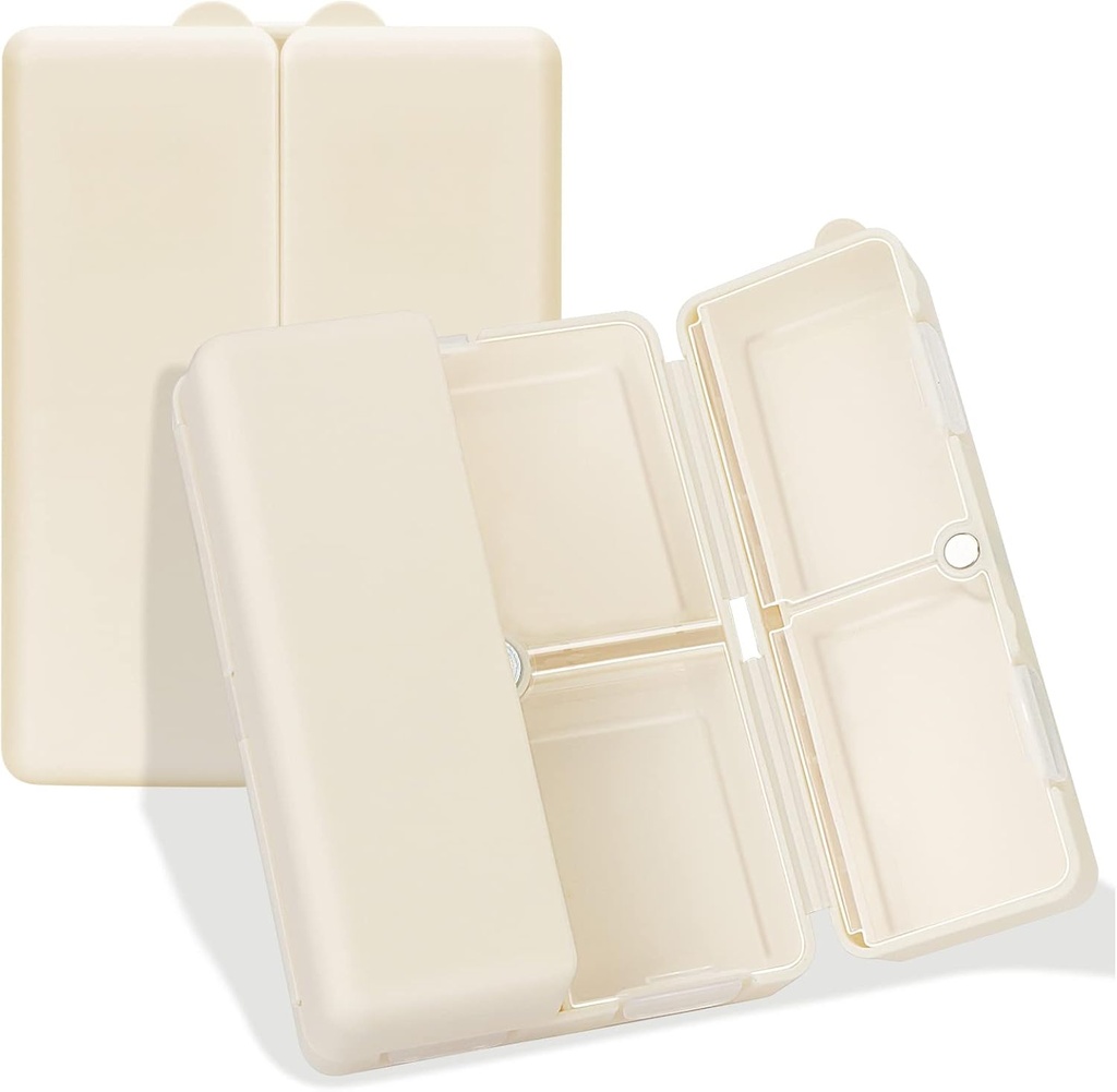 FYY Daily Pill Organizer, Karşılaştırmalar Portreatif Vaka [Folding Design] Seyahat Pill Box For Purse Pocket Vitamins,Cod Liver Oil,Supplements and Drug-Whitetments