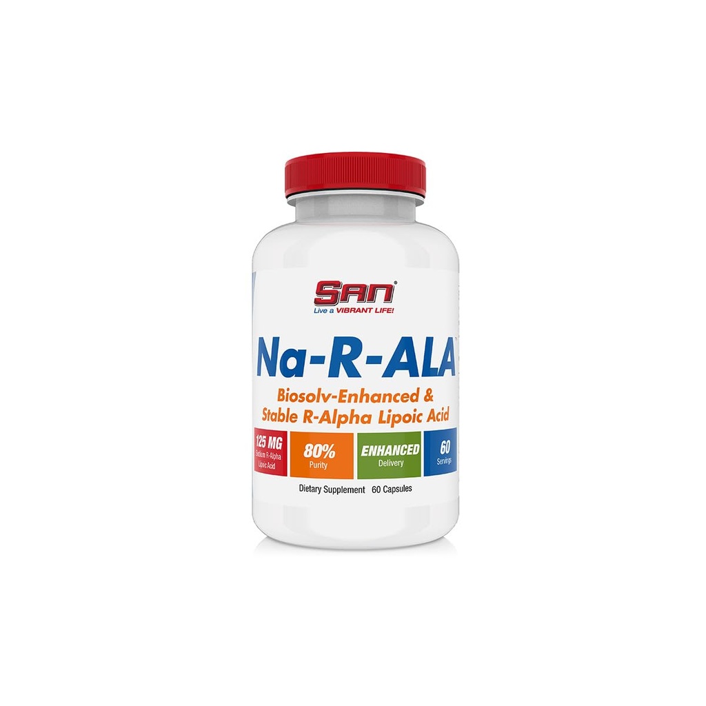 SAN's Na-R-ALA - Süreklileştirilmiş R-Alpha Lipoic Acid 125 mg (Yüksek Potency & Artan Abxia), 60 Capsules
