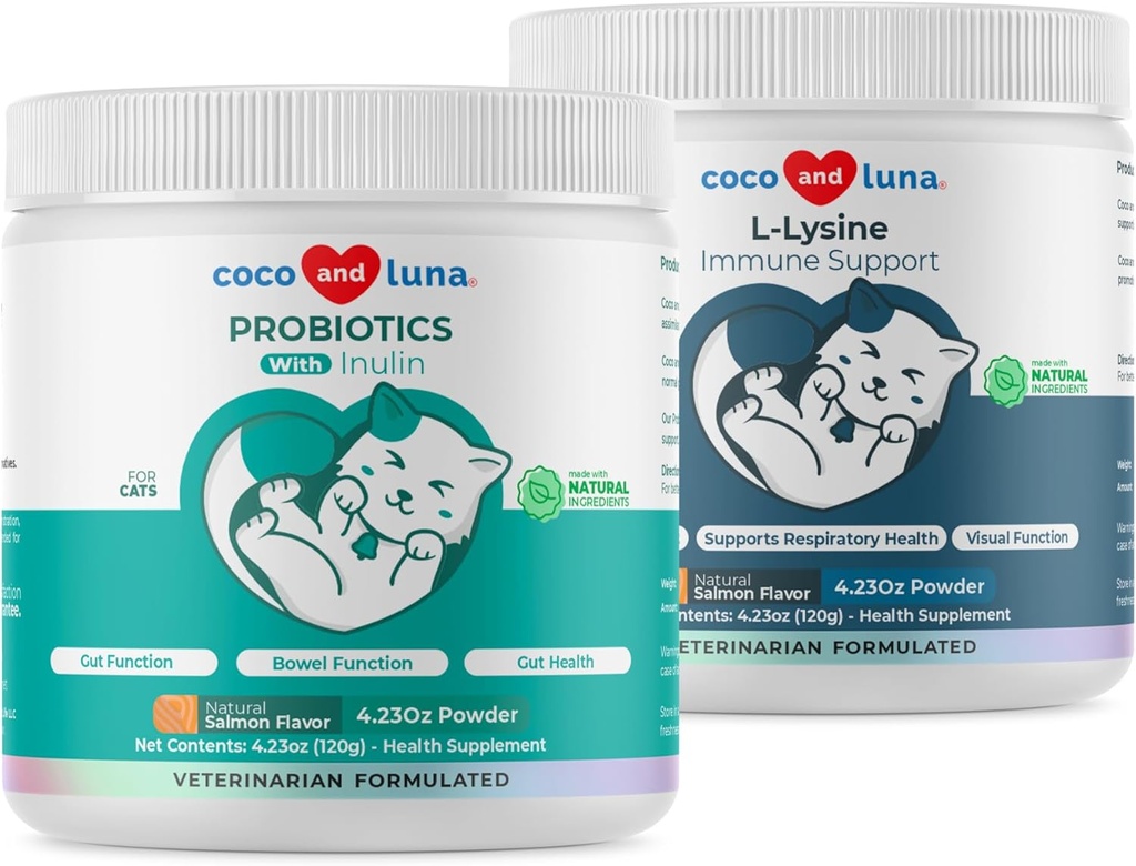 Lysine + Probiyotiks & Prebiyotiks for Cats - Immune Support, Eye Function, Bowel Function & Gut Health.