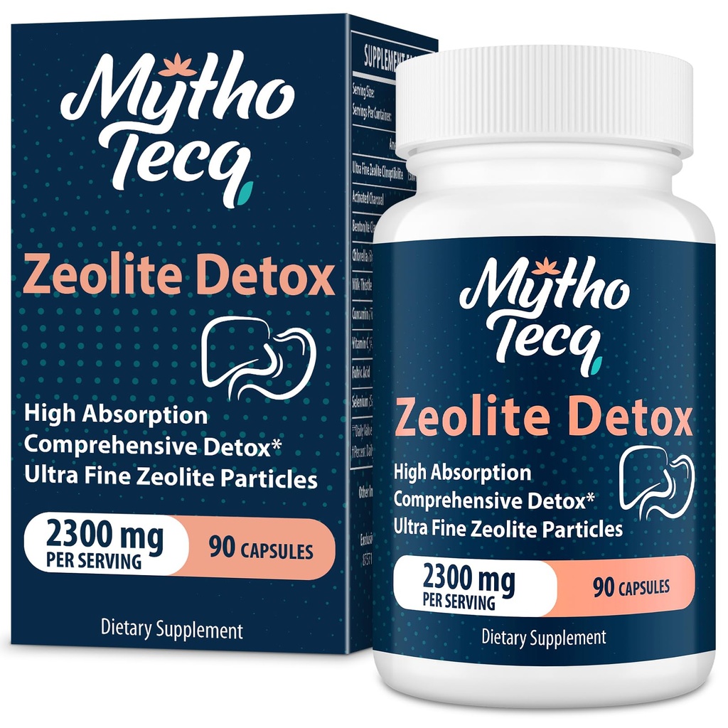 2300 MG Zeolite Detox Capsules - Aktif Charcoal & Bentonite Clay, Yüksek Absorbable Full Body, Liver & Gut Cleanse, Zeolite Clinoptilolit (90 Capsules)