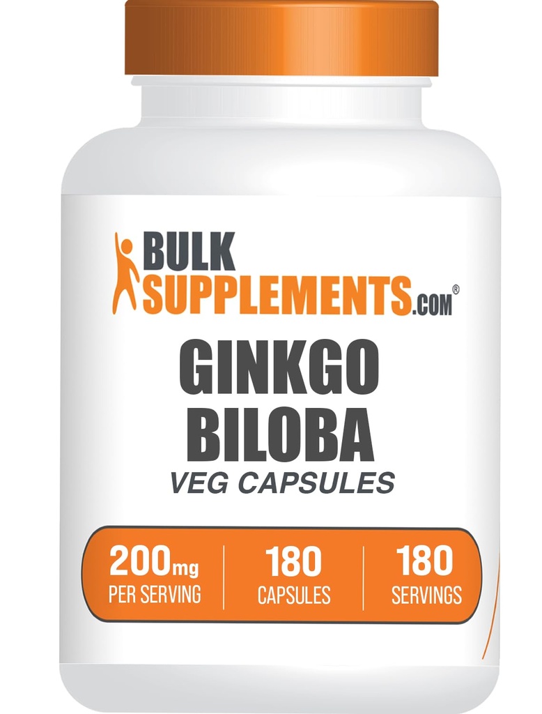 BulkSupplements.comginkgo Biloba Extract Capsules - Ginkgo Biloba Kaynaklanan Leaves, Herbal Supplement - Vegan, 1 Capsule per Service, Count 180 (Pack of 1)