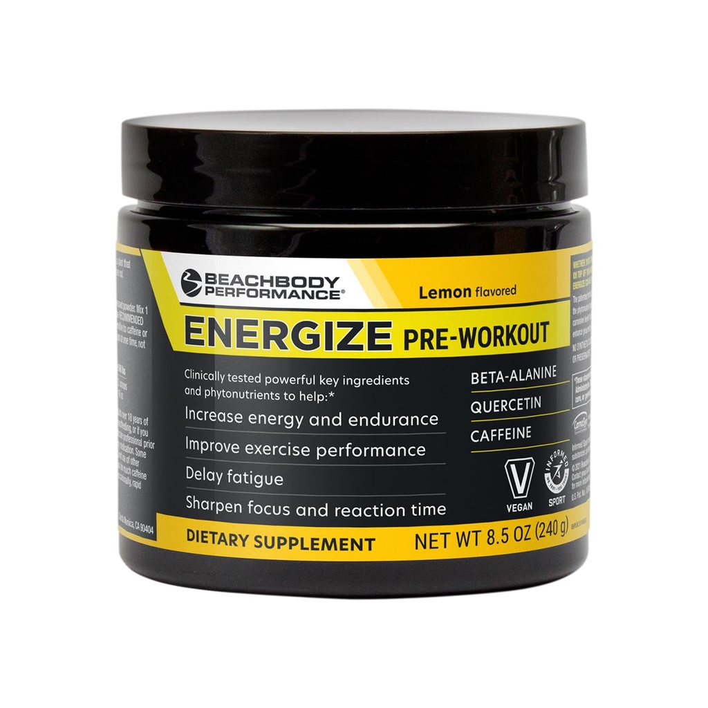 BODi Energize Pre Workout Toz - Beta-Alanine, Quercetin & Low-Dose Caffeine Formula Gelişen Enerji ve Odak, Enerji ve Endurance Supplement, Limon Flavored, 40 Hizmetler