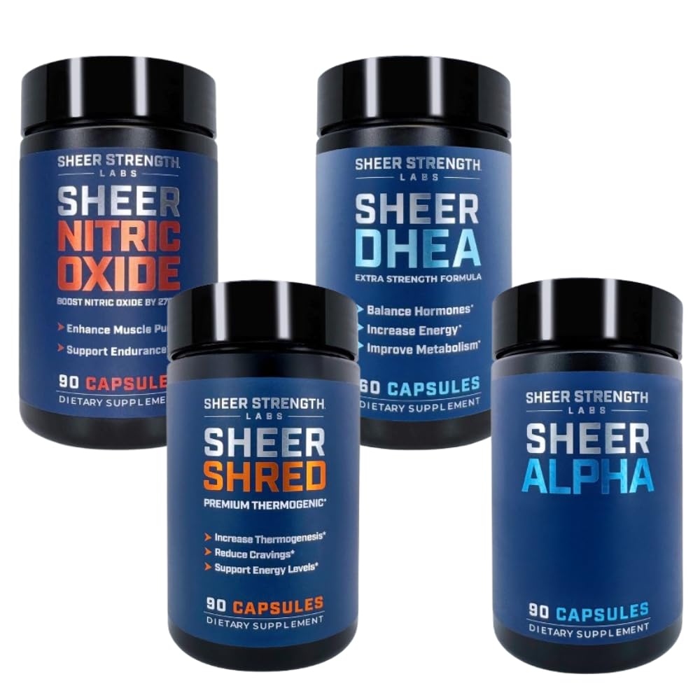 Sheer Ultimate Stack - Erkekler için DHEA 100 mg & Nitrik Çimento Supplement & Sheer DJed & Sheer Alpha
